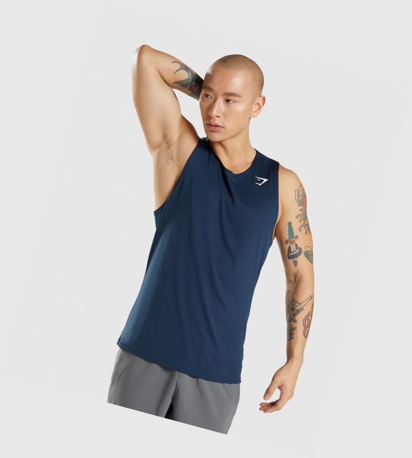 Gymshark Arrival Miesten Hihaton Paita Laivastonsininen | YRUTGP610