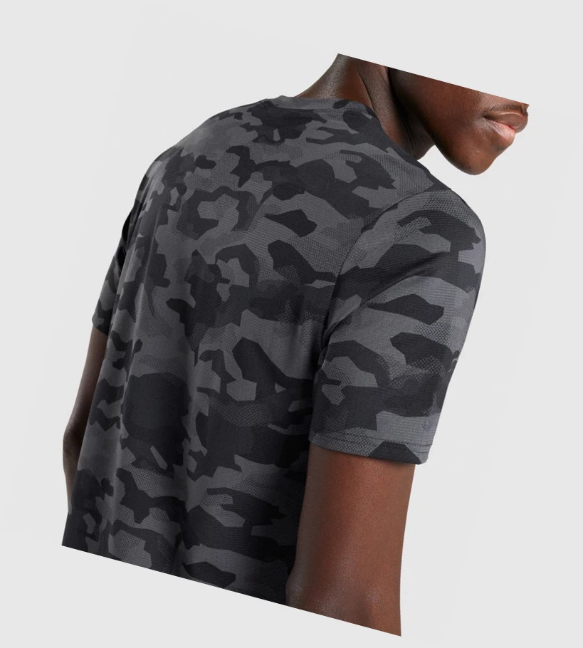Gymshark Arrival Miesten T Paidat Mustat Harmaat Camo | LWRTSE183