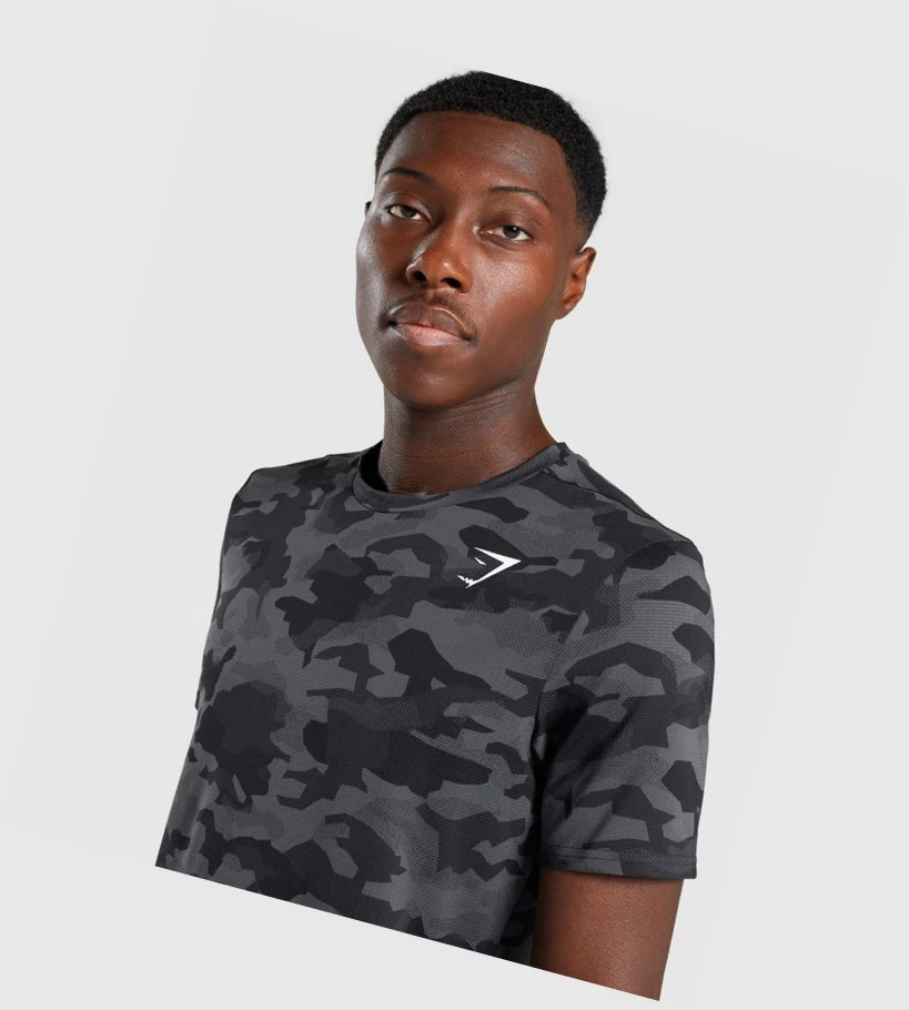 Gymshark Arrival Miesten T Paidat Mustat Harmaat Camo | LWRTSE183
