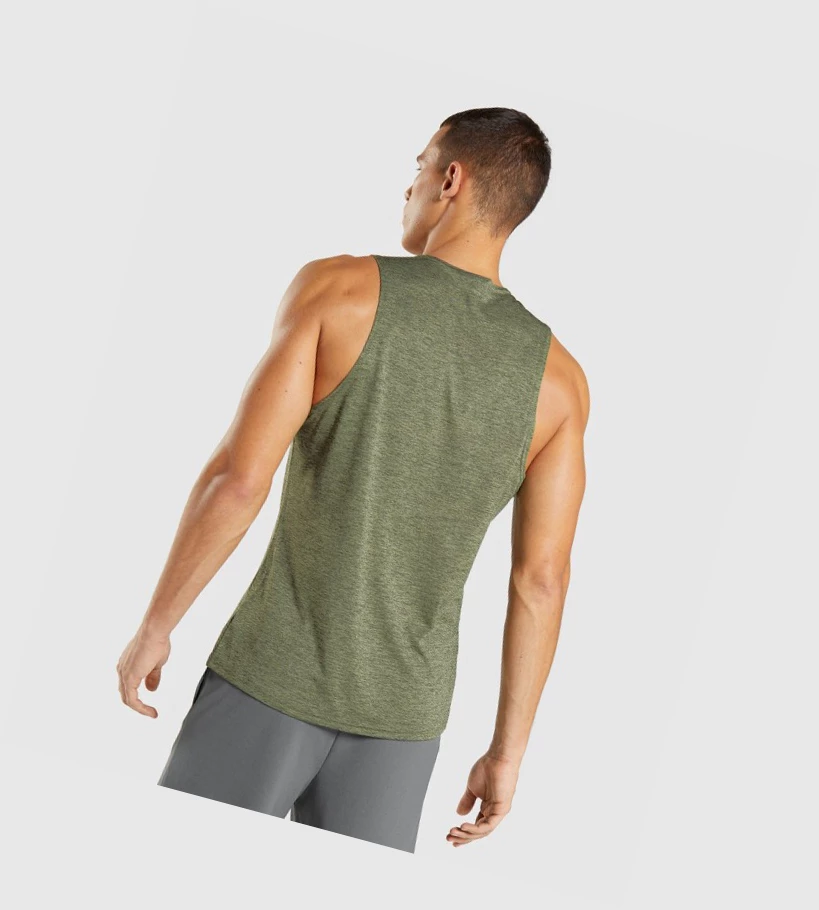 Gymshark Arrival Slim Marl Miesten Hihaton Paita Oliivinvihreä Oliivinvihreä | CZUHWE741
