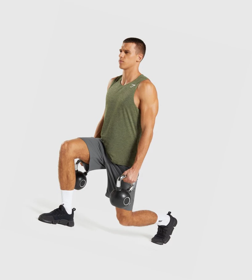 Gymshark Arrival Slim Marl Miesten Hihaton Paita Oliivinvihreä Oliivinvihreä | CZUHWE741
