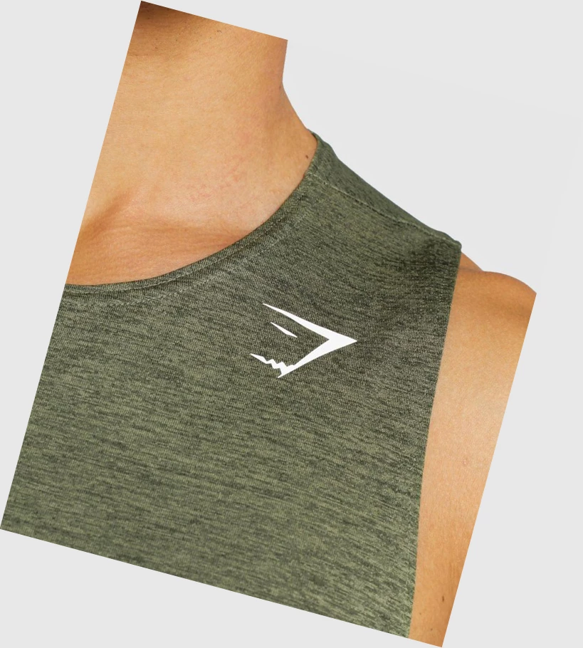 Gymshark Arrival Slim Marl Miesten Hihaton Paita Oliivinvihreä Oliivinvihreä | CZUHWE741