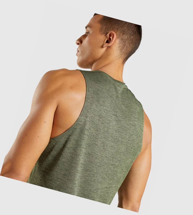 Gymshark Arrival Slim Marl Miesten Hihaton Paita Oliivinvihreä Oliivinvihreä | CZUHWE741