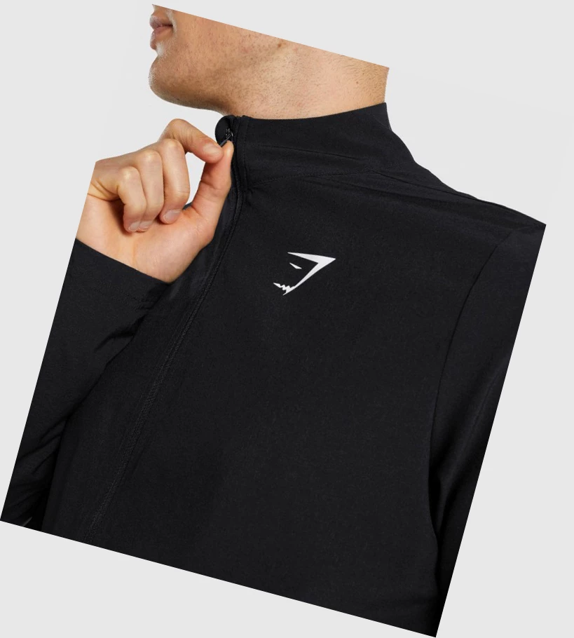 Gymshark Arrival Woven Full Zip Jacket Miesten Vaatteet Mustat | ZSXPUF083