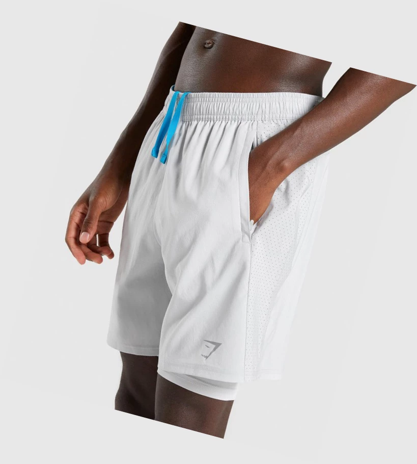 Gymshark Aspect 2 In 1 Miesten Shortsit Vaaleanharmaat | DHFLZE517