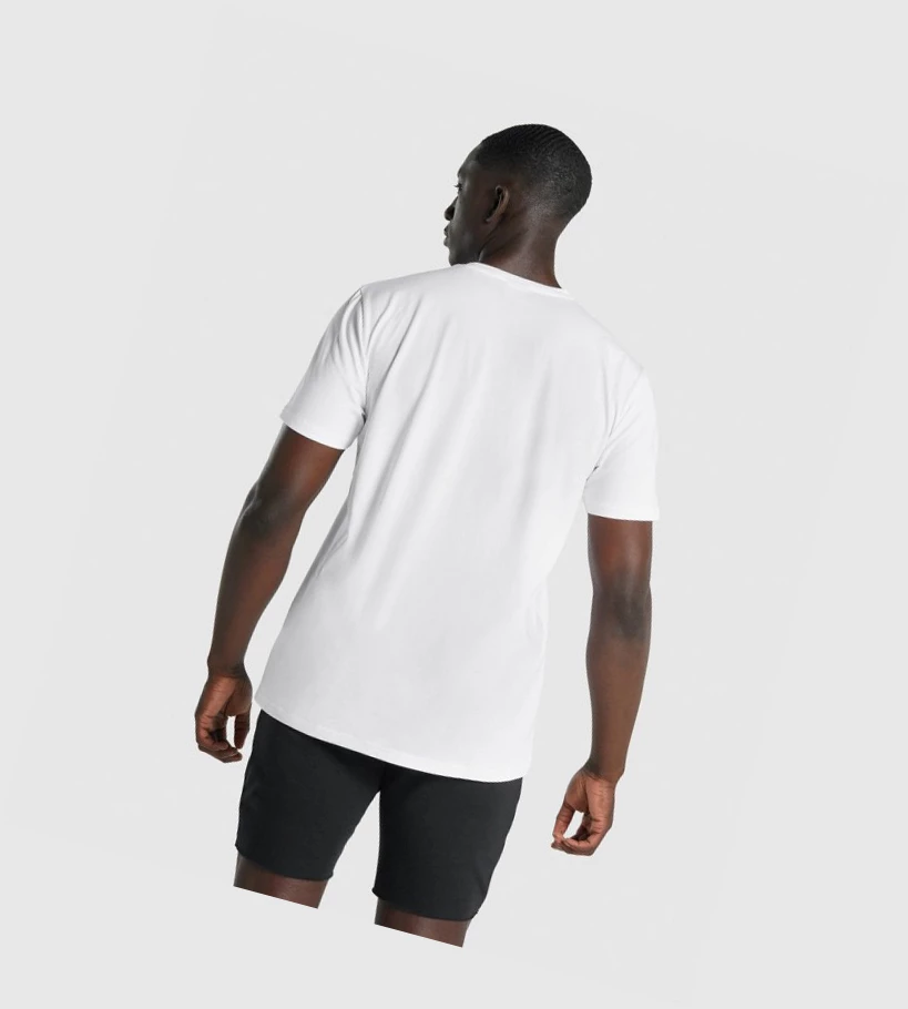 Gymshark Block Infill Miesten T Paidat Valkoinen | ACTNOJ015
