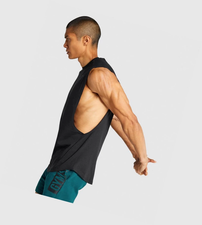 Gymshark Bold Drop Arm Miesten Hihaton Paita Mustat | ATZQFX478