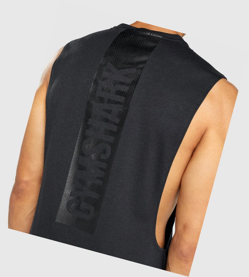 Gymshark Bold Drop Arm Miesten Hihaton Paita Mustat | ATZQFX478