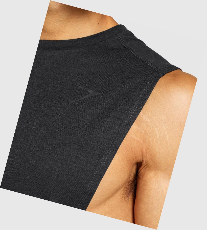 Gymshark Bold Drop Arm Miesten Hihaton Paita Mustat | ATZQFX478