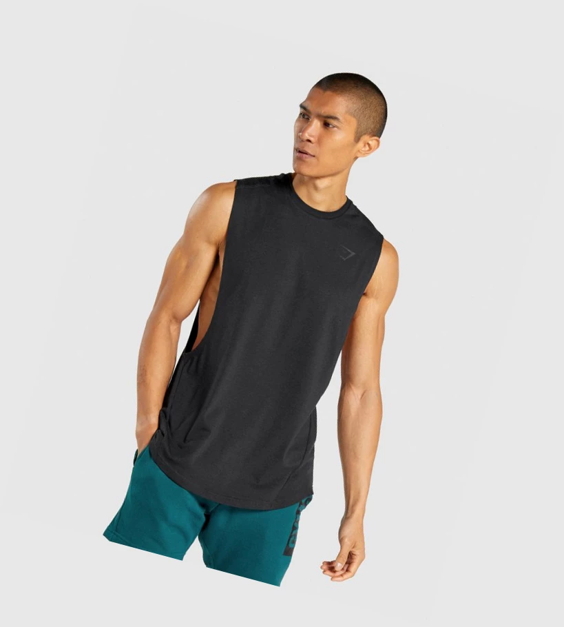 Gymshark Bold Drop Arm Miesten Hihaton Paita Mustat | ATZQFX478