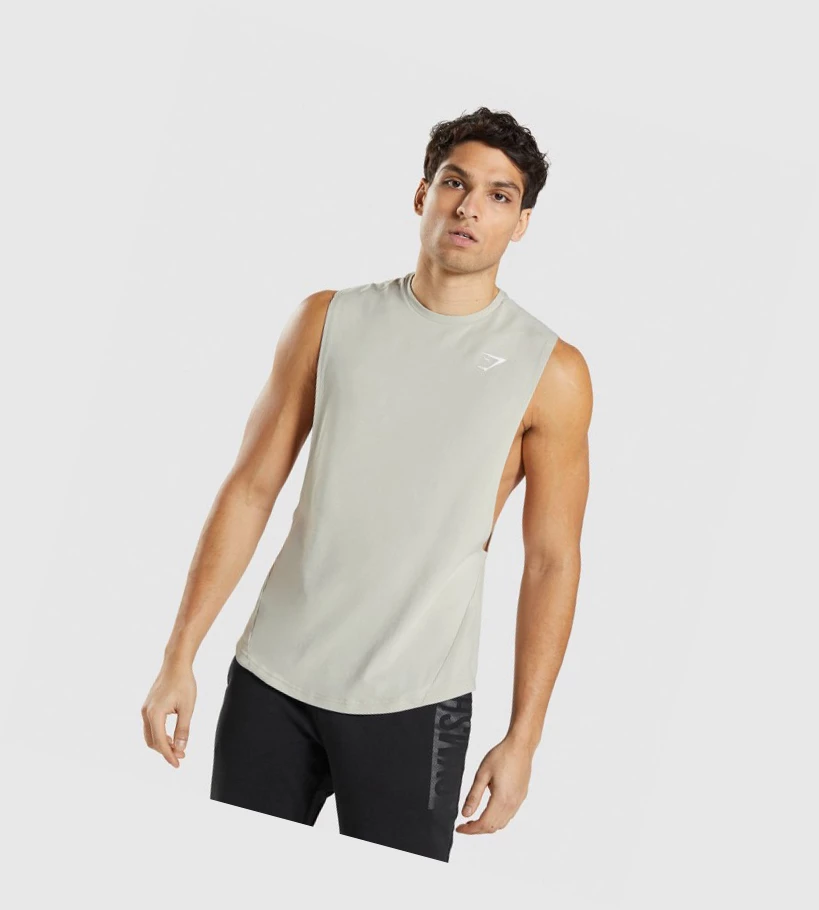 Gymshark Bold Drop Arm Miesten Hihaton Paita Harmaat | FDOIXB273