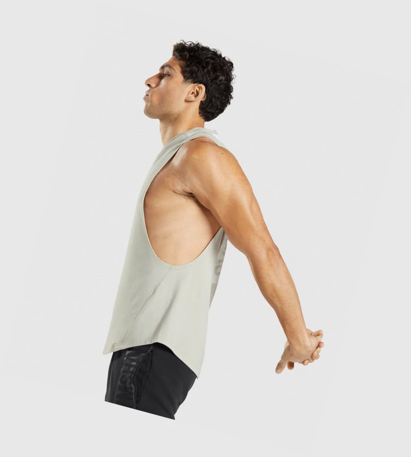 Gymshark Bold Drop Arm Miesten Hihaton Paita Harmaat | FDOIXB273