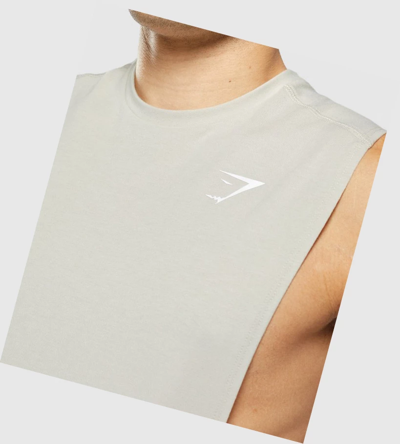 Gymshark Bold Drop Arm Miesten Hihaton Paita Harmaat | FDOIXB273