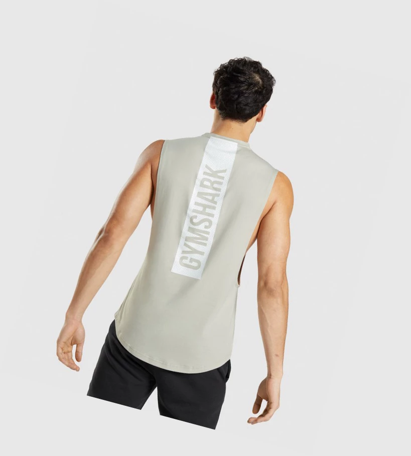 Gymshark Bold Drop Arm Miesten Hihaton Paita Harmaat | FDOIXB273