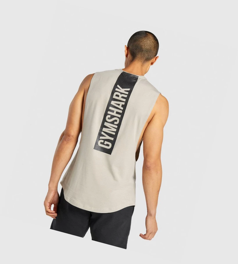 Gymshark Bold Drop Arm Miesten Hihaton Paita Harmaat | IPURGV506