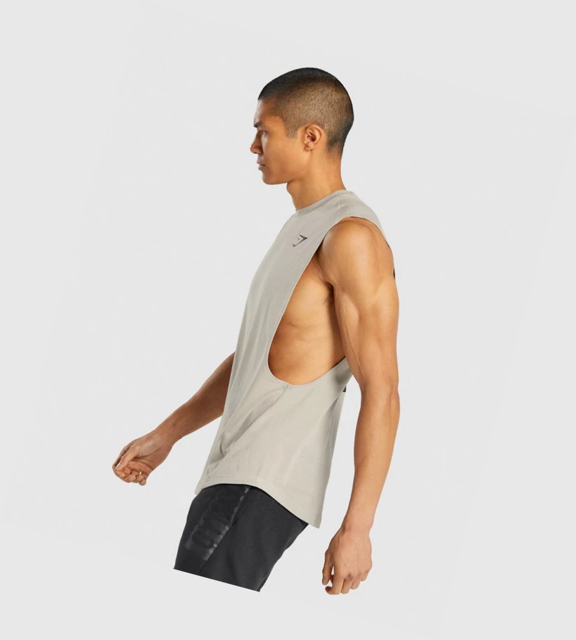 Gymshark Bold Drop Arm Miesten Hihaton Paita Harmaat | IPURGV506