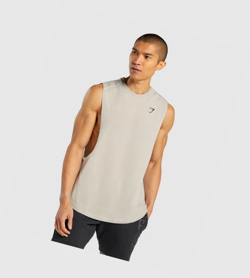 Gymshark Bold Drop Arm Miesten Hihaton Paita Harmaat | IPURGV506