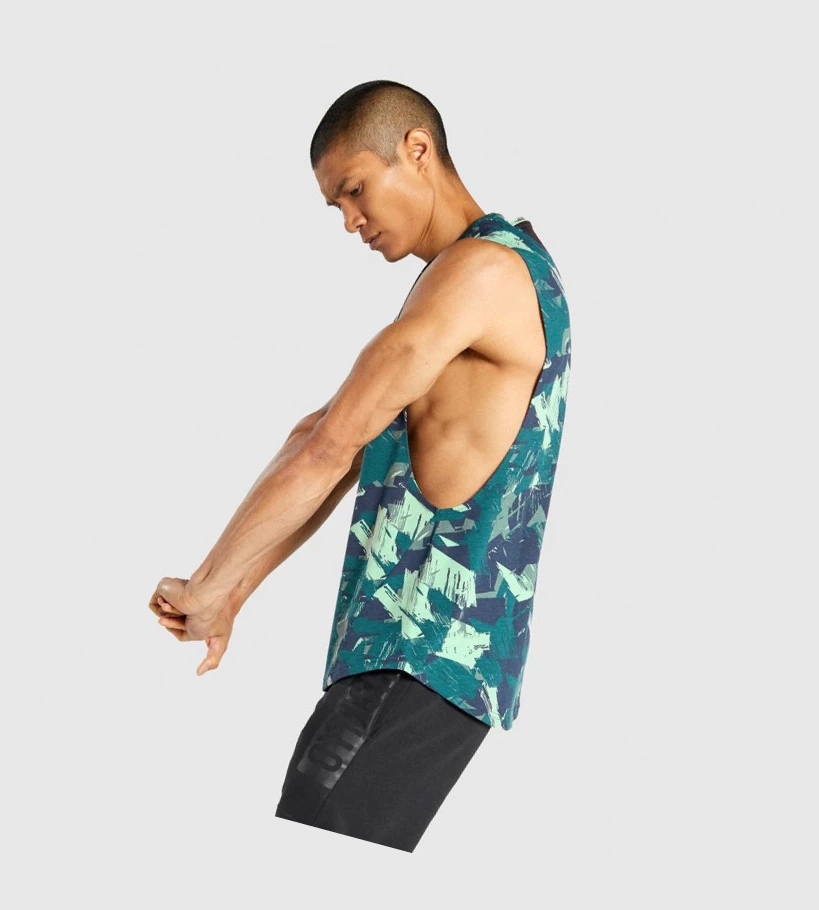 Gymshark Bold Drop Arm Miesten Hihaton Paita Vihreä | MIFXHN013
