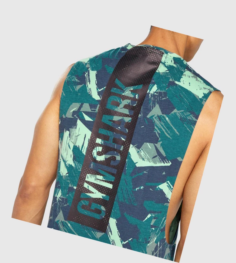 Gymshark Bold Drop Arm Miesten Hihaton Paita Vihreä | MIFXHN013