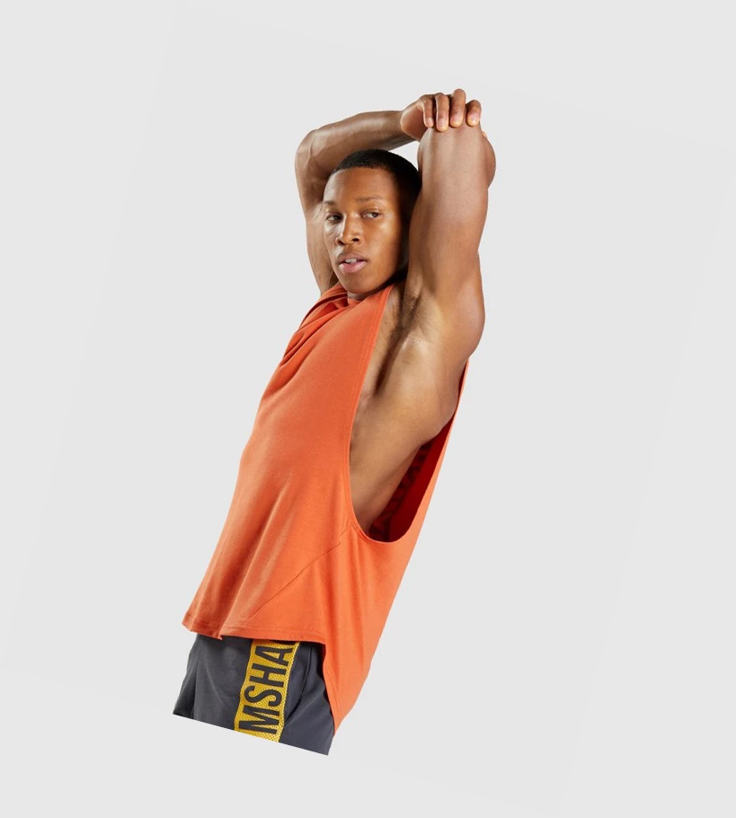 Gymshark Bold Drop Arm Miesten Hihaton Paita Oranssi | PWUZJM398