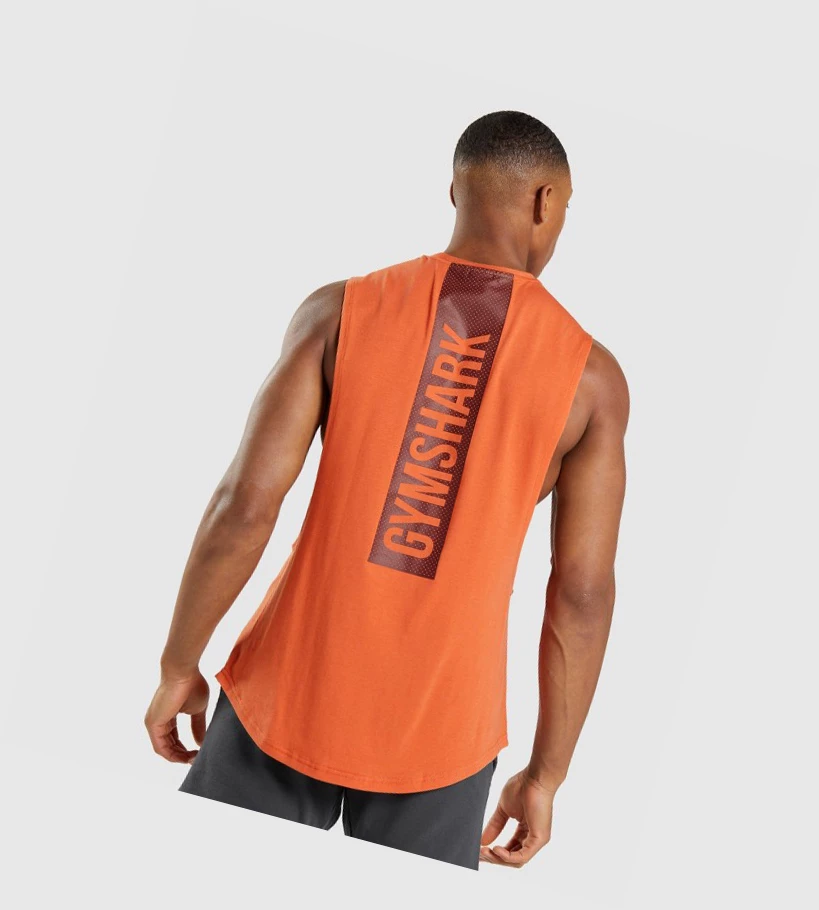 Gymshark Bold Drop Arm Miesten Hihaton Paita Oranssi | PWUZJM398