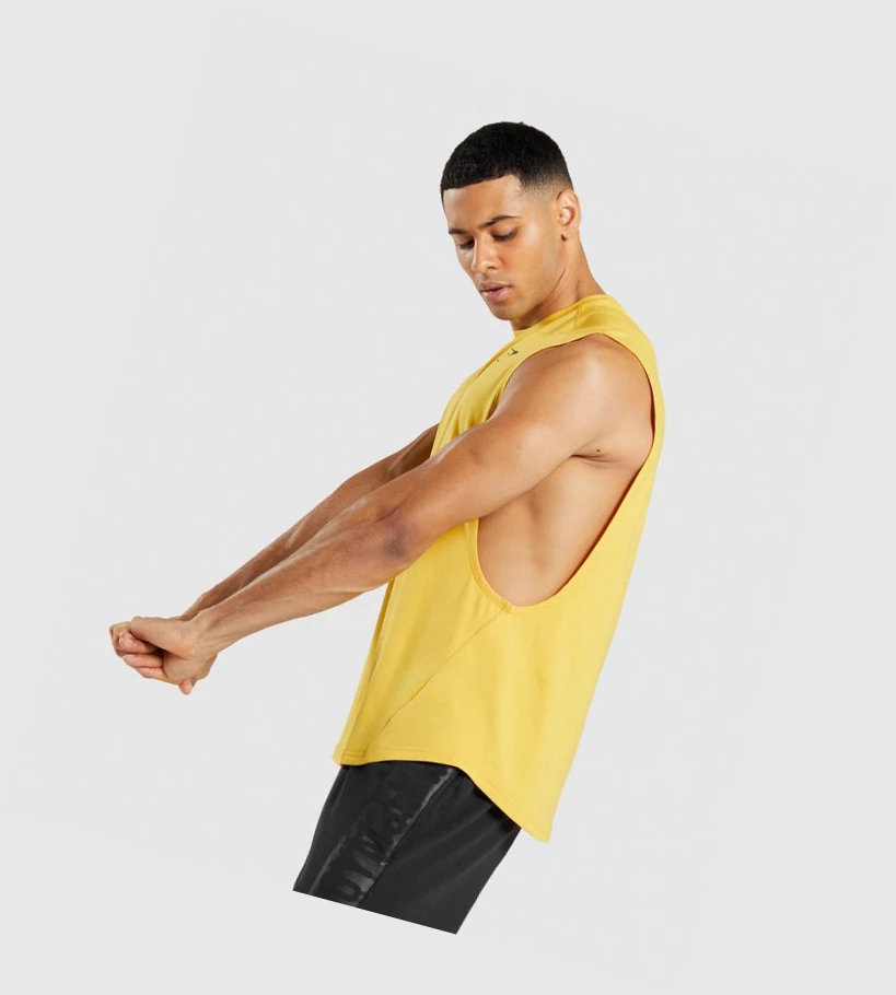 Gymshark Bold Drop Arm Miesten Hihaton Paita Keltainen | WOAFCP568