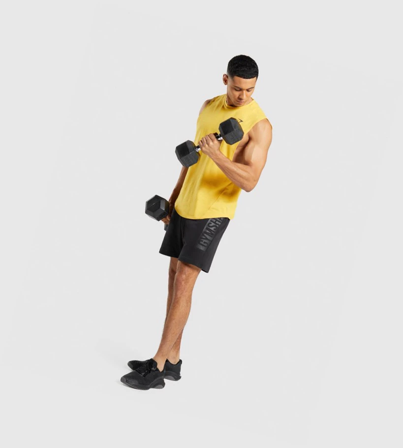 Gymshark Bold Drop Arm Miesten Hihaton Paita Keltainen | WOAFCP568