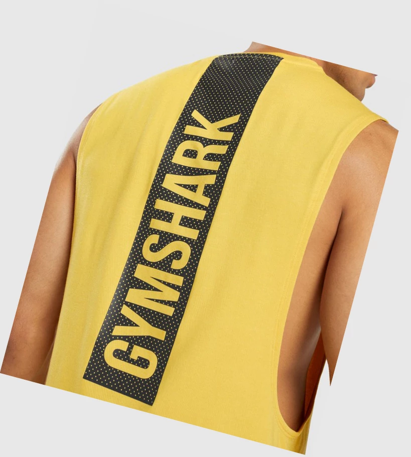 Gymshark Bold Drop Arm Miesten Hihaton Paita Keltainen | WOAFCP568