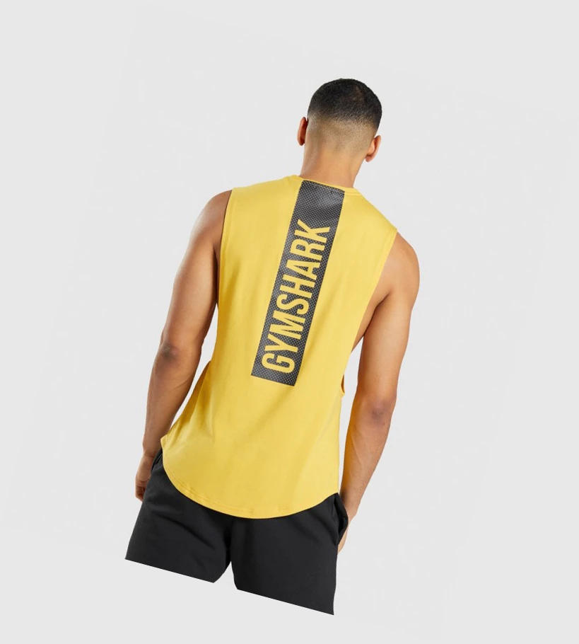 Gymshark Bold Drop Arm Miesten Hihaton Paita Keltainen | WOAFCP568