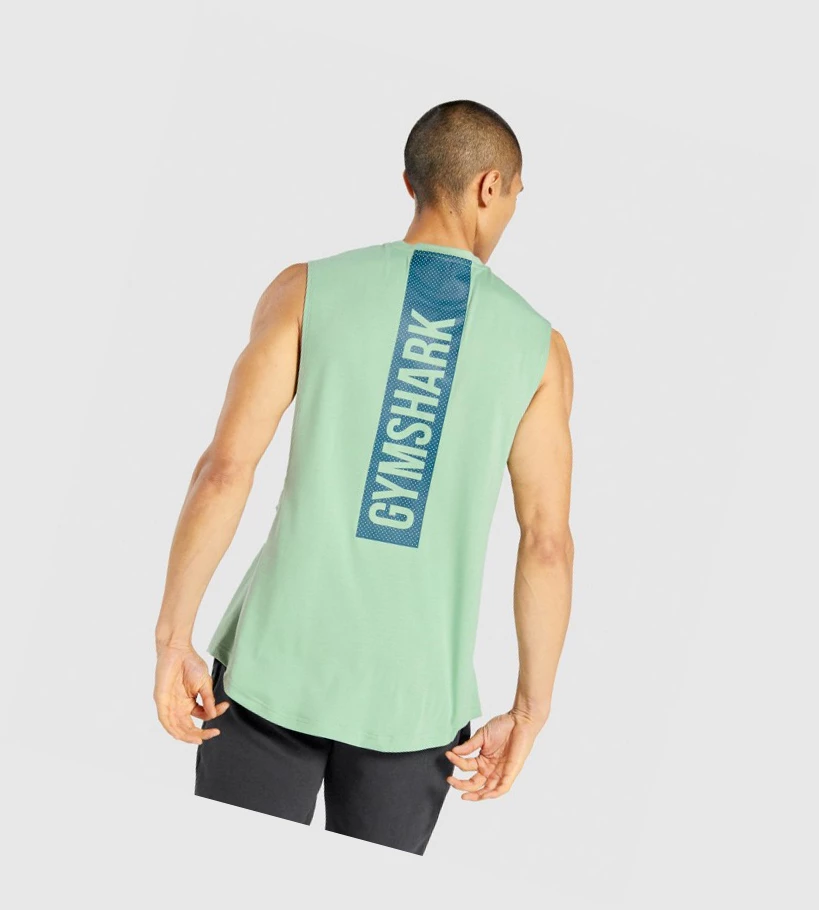 Gymshark Bold Drop Arm Miesten Hihaton Paita Vihreä | YAXMHT015