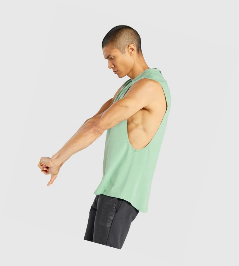 Gymshark Bold Drop Arm Miesten Hihaton Paita Vihreä | YAXMHT015