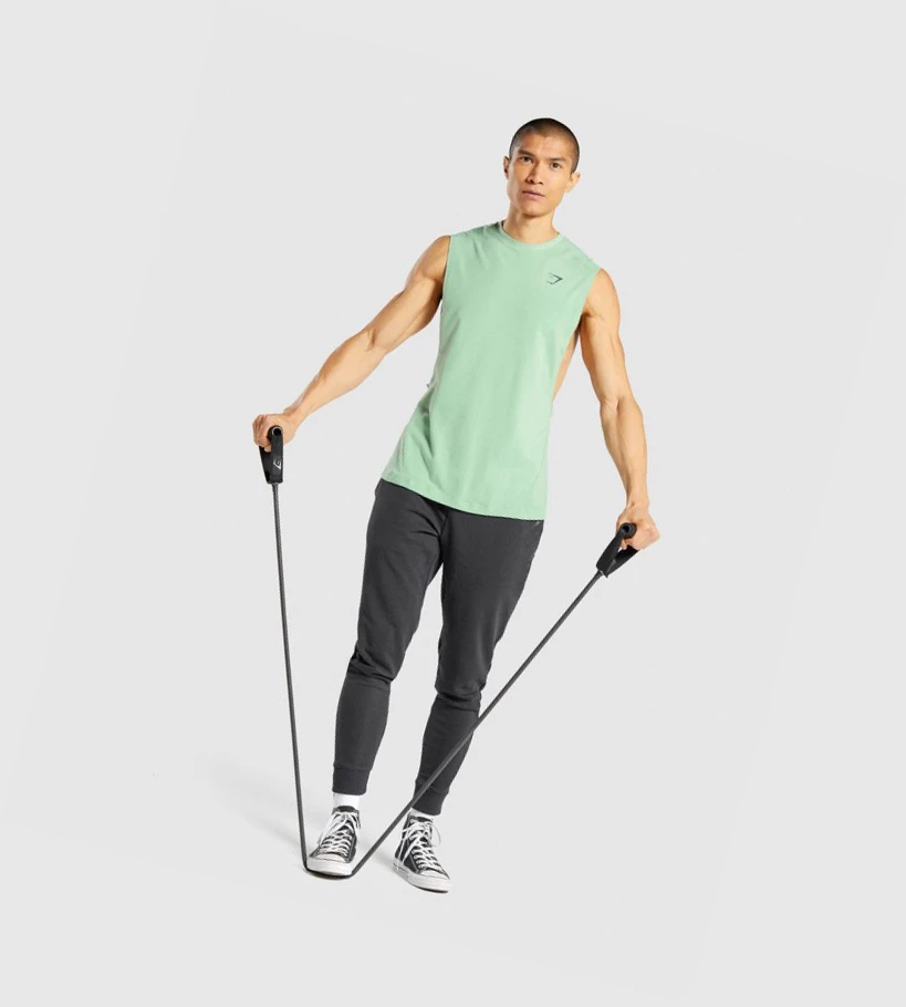 Gymshark Bold Drop Arm Miesten Hihaton Paita Vihreä | YAXMHT015