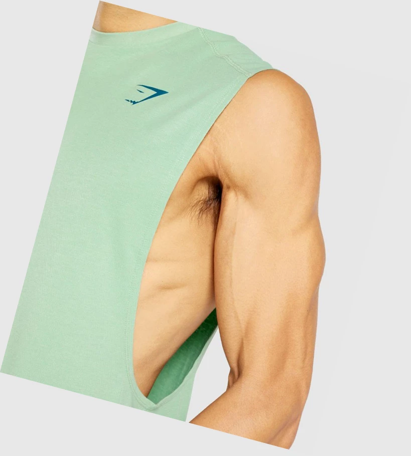 Gymshark Bold Drop Arm Miesten Hihaton Paita Vihreä | YAXMHT015