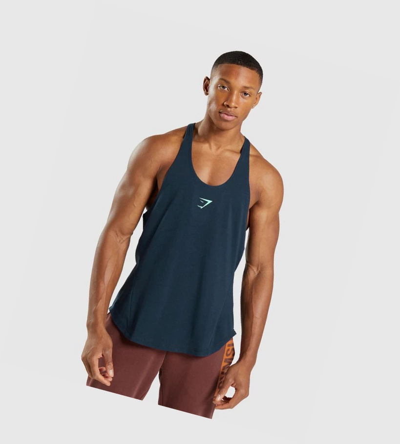 Gymshark Bold Miesten Hihaton Paita Laivastonsininen | UIPMVN704