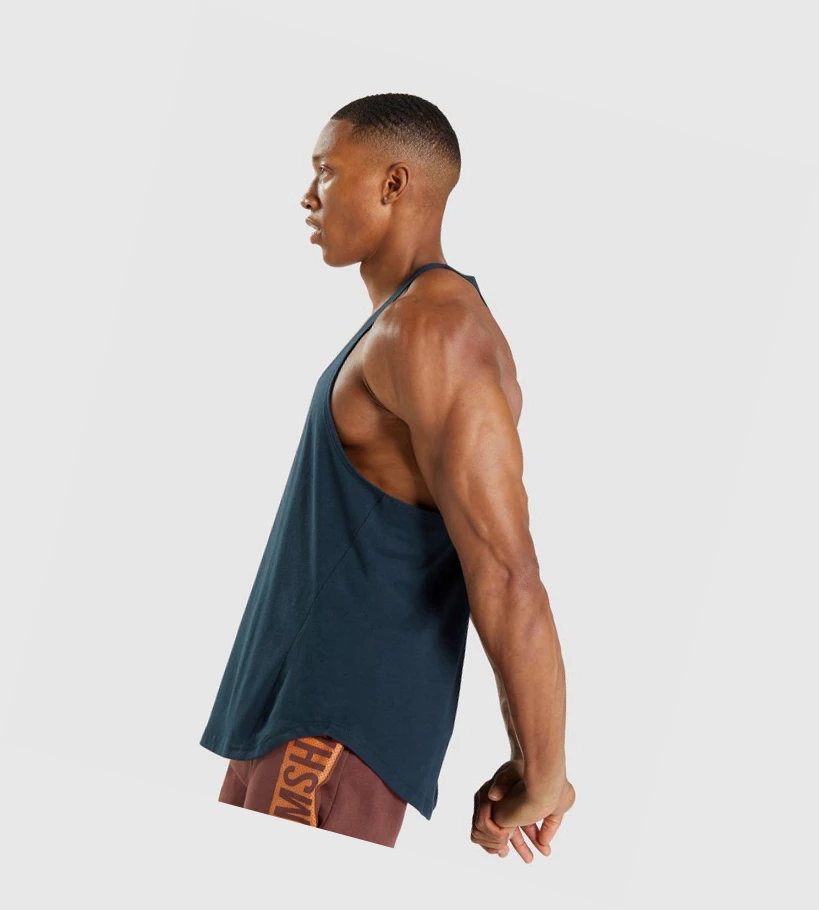 Gymshark Bold Miesten Hihaton Paita Laivastonsininen | UIPMVN704