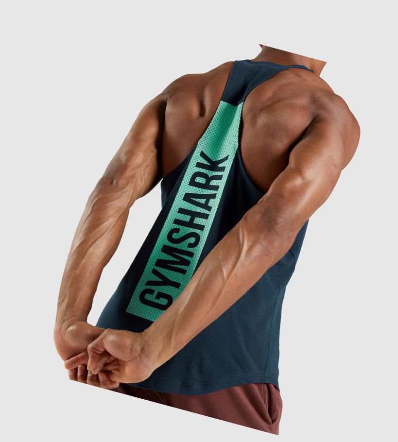 Gymshark Bold Miesten Hihaton Paita Laivastonsininen | UIPMVN704