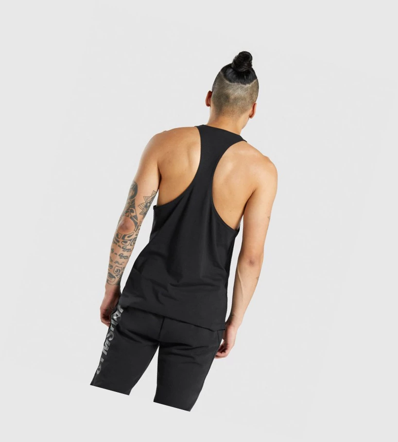 Gymshark Bold Miesten Hihaton Paita Mustat Mustat | GXZUPO423