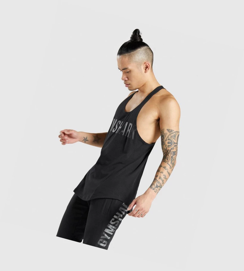 Gymshark Bold Miesten Hihaton Paita Mustat Mustat | GXZUPO423