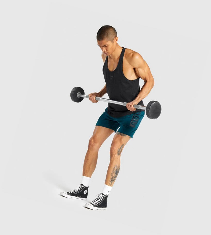 Gymshark Bold Miesten Hihaton Paita Mustat | PWYTNB394