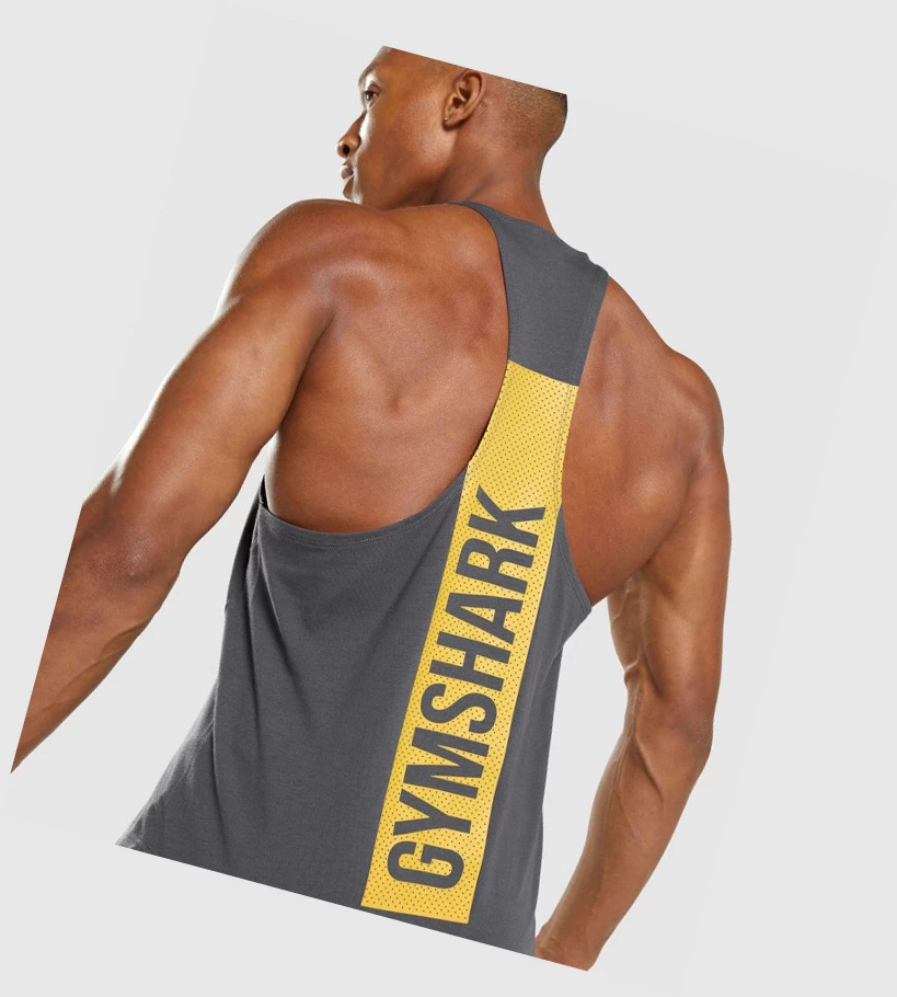 Gymshark Bold Miesten Hihaton Paita Mustat Harmaat | ZMPOXS475