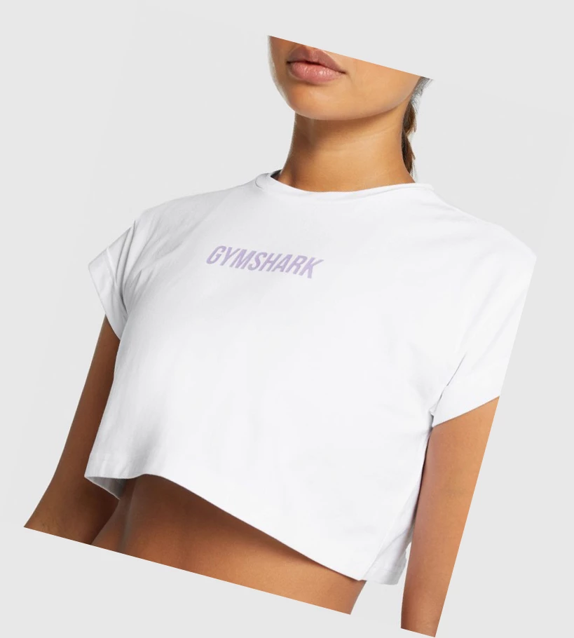 Gymshark Camo Graafinen Crop Naisten T Paidat Valkoinen | VJAEPN182