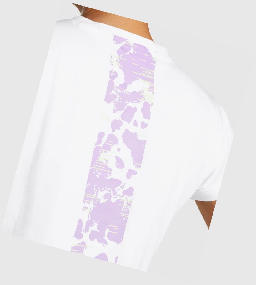 Gymshark Camo Graafinen Crop Naisten T Paidat Valkoinen | VJAEPN182