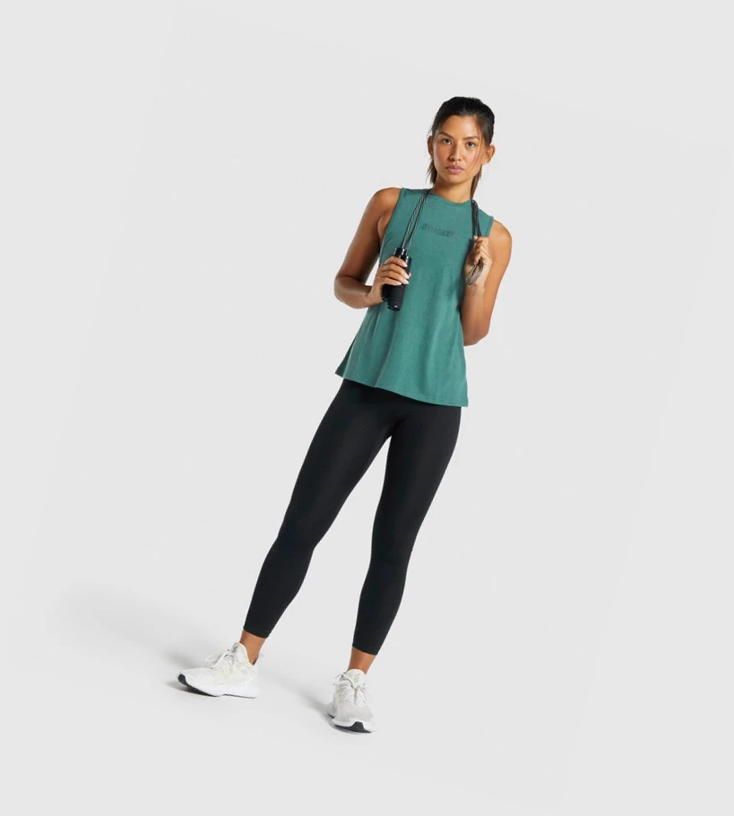 Gymshark Camo Graafinen Naisten Hihaton Paita Tummanvihreä | UVCWJK879