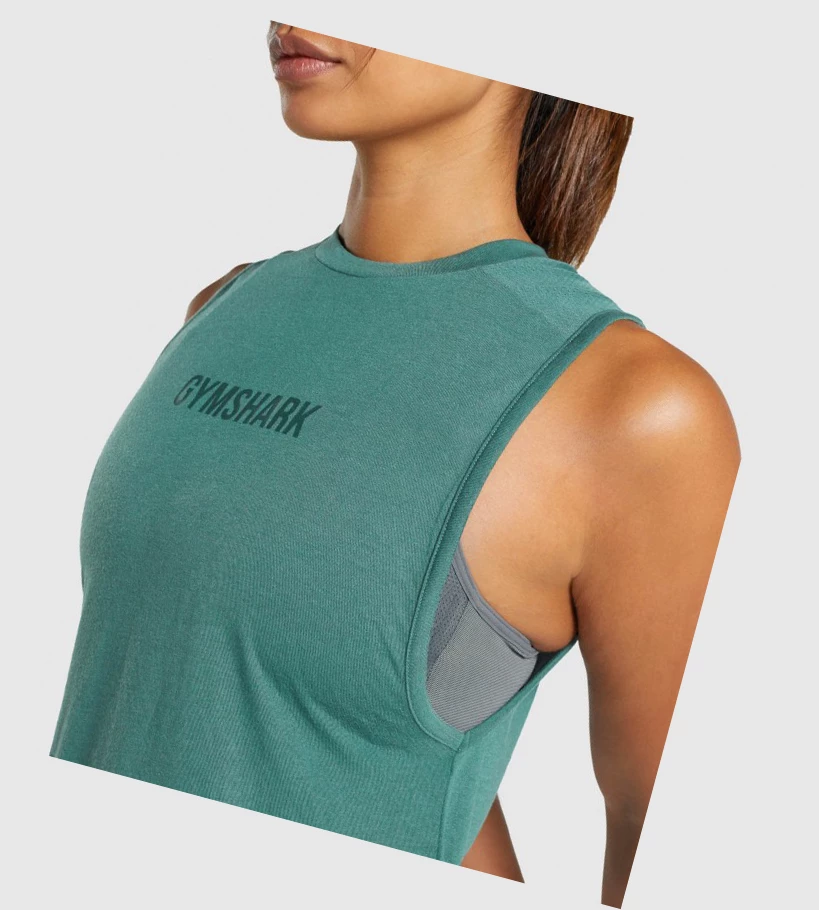 Gymshark Camo Graafinen Naisten Hihaton Paita Tummanvihreä | UVCWJK879