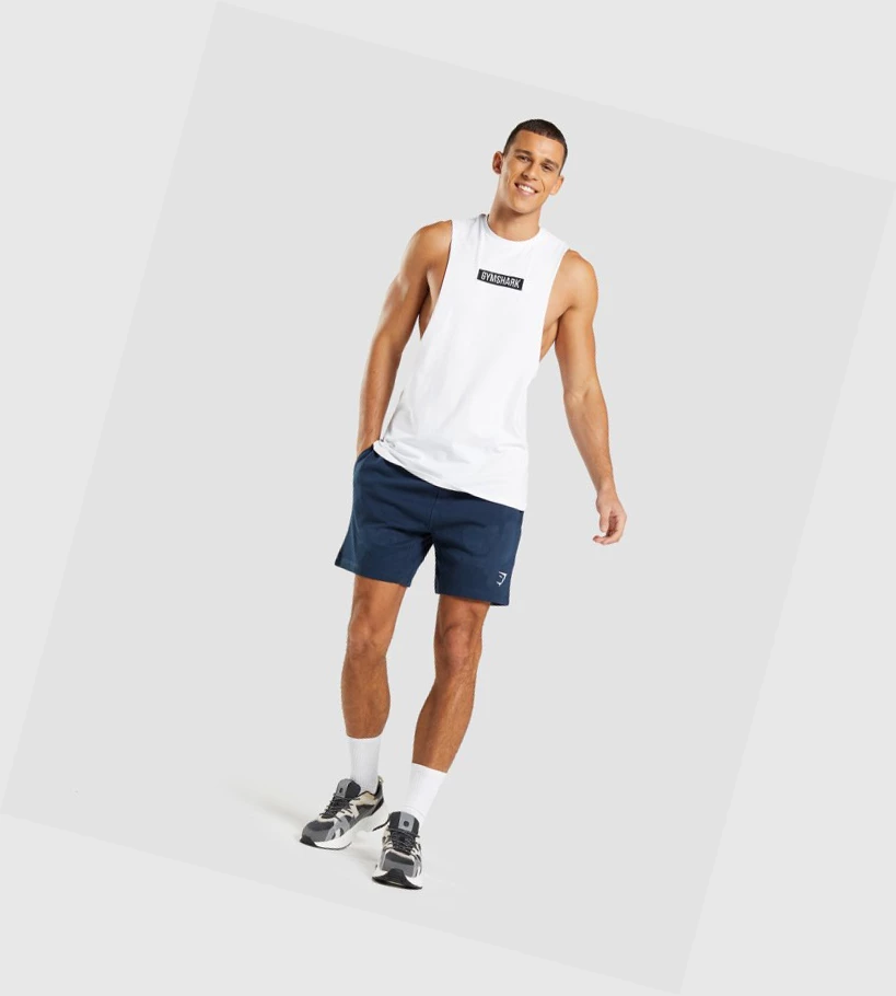 Gymshark Central Drop Arm Miesten Hihaton Paita Valkoinen | LCWUPG150