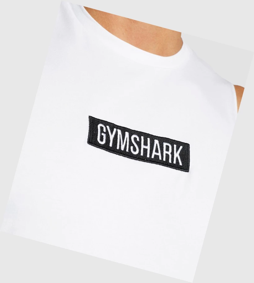 Gymshark Central Drop Arm Miesten Hihaton Paita Valkoinen | LCWUPG150