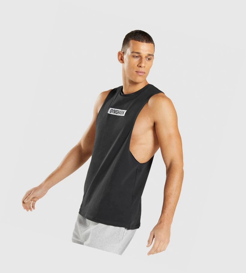 Gymshark Central Drop Arm Miesten Hihaton Paita Mustat | QRMZUL172