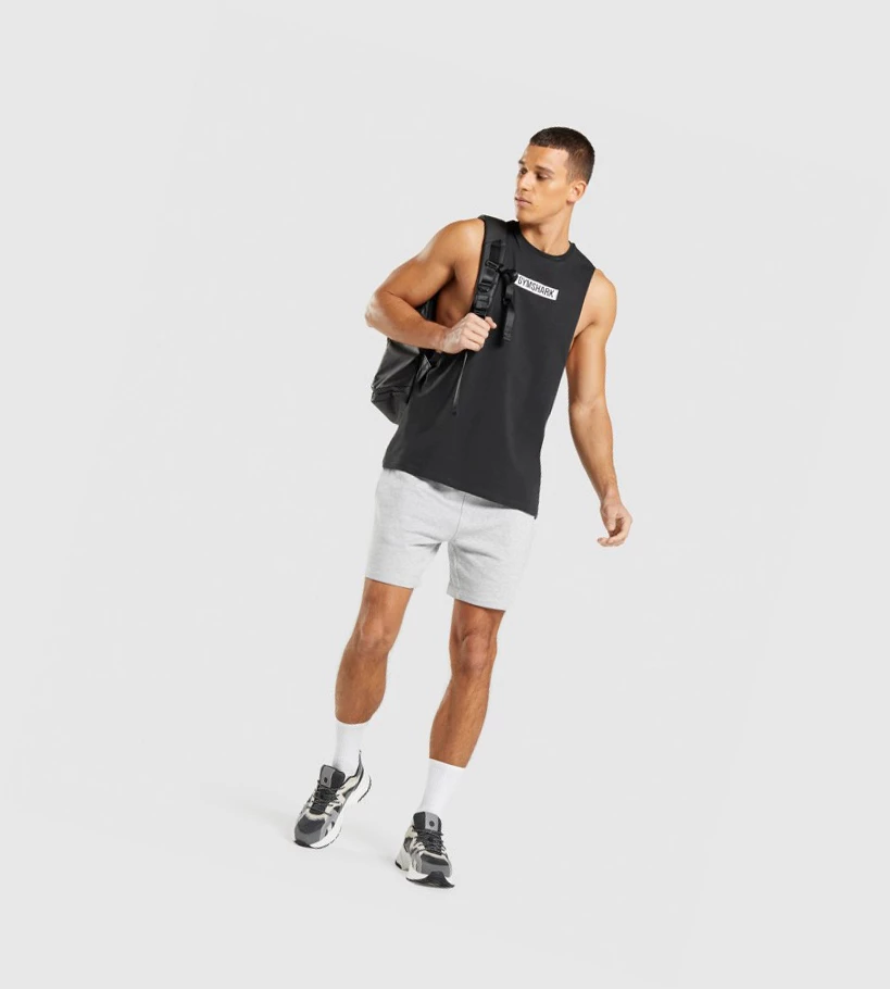 Gymshark Central Drop Arm Miesten Hihaton Paita Mustat | QRMZUL172