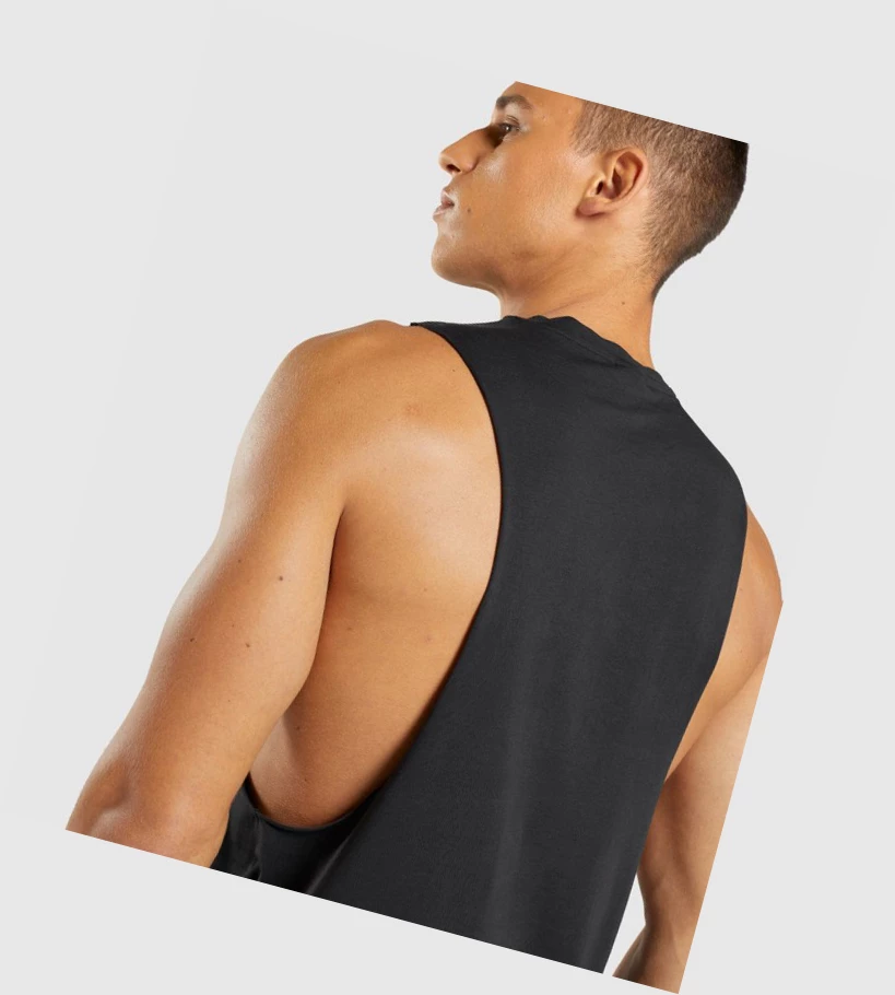 Gymshark Central Drop Arm Miesten Hihaton Paita Mustat | QRMZUL172