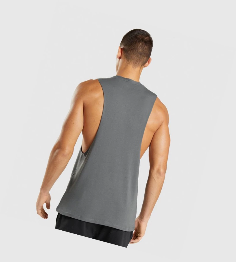 Gymshark Central Drop Arm Miesten Hihaton Paita Harmaat | STBVPK017